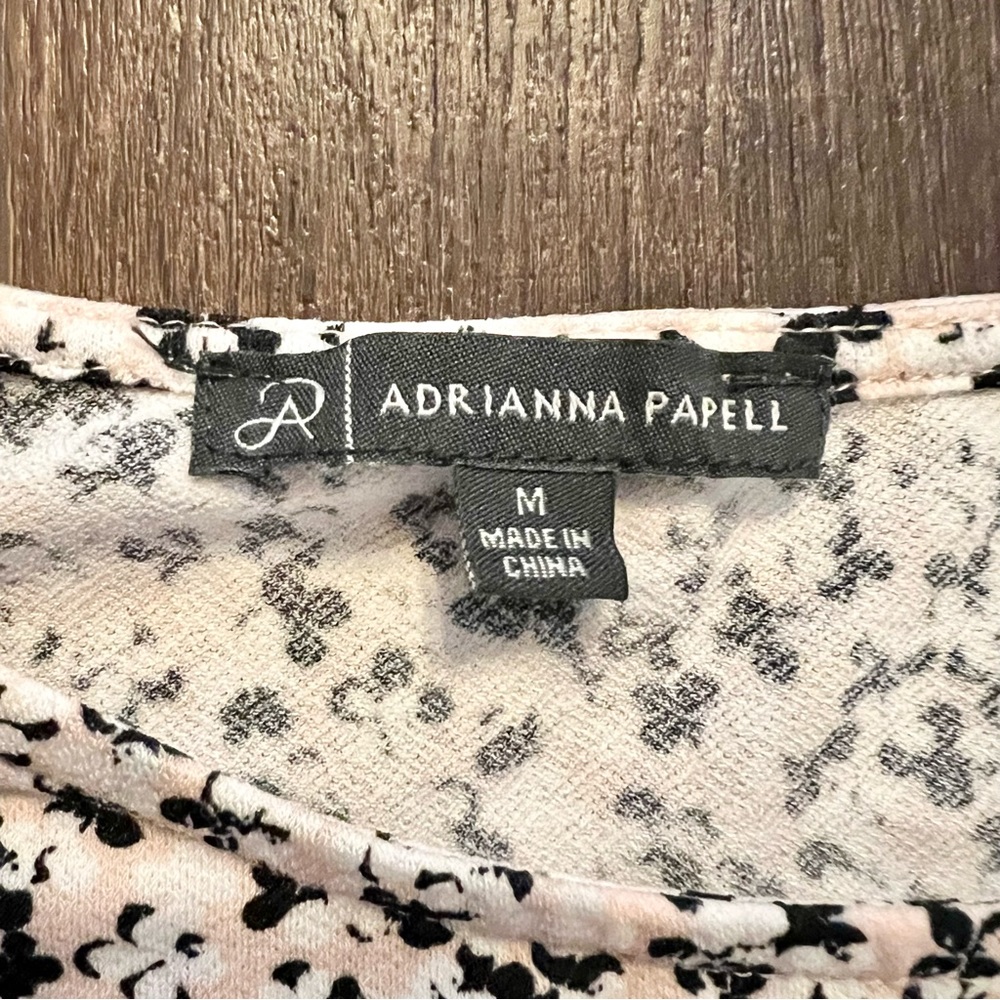 Adrianna Papell Women’s 3/4 Flutter Ruffled Sleeve Top Pink Floral Medium Blouse - Picture 3 of 8